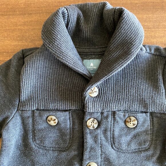 Gap Gray Sweatshirt Romper Boys' 6-12 Months - Picture 4 of 10